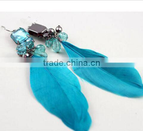 Blue feather famous brand jewelry drop vintage design christmas statement earrings for women wedding topshop bijou Items