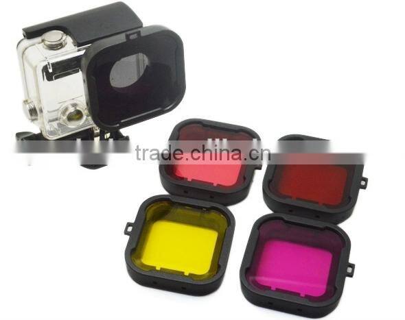 Hot New Underwater Dive Color Filter For GoPro Hero3+ Hero4 Red Yellow Purple Grey Pink