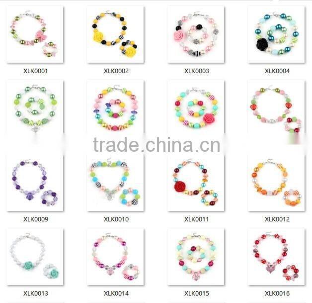 Cartoon horse pendant kids chunky bubblegum fashion necklace