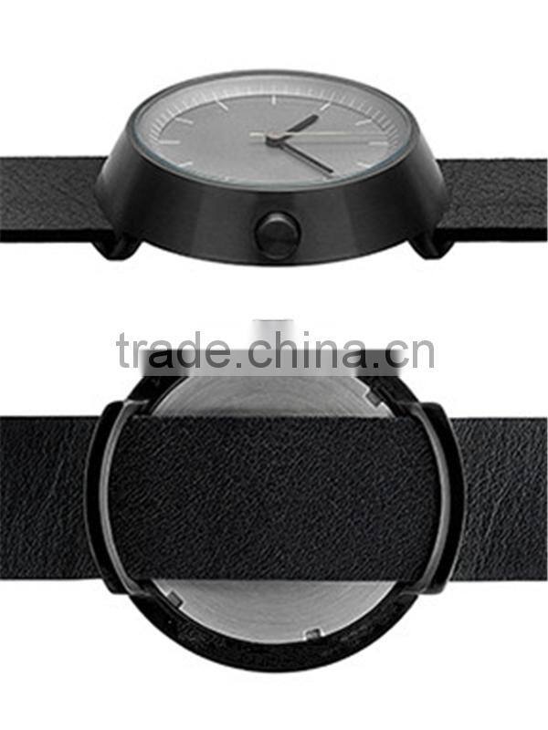 Brushed black case stainless steel Japan Miyota movement 3ATM water resistant grey nylon strap watch