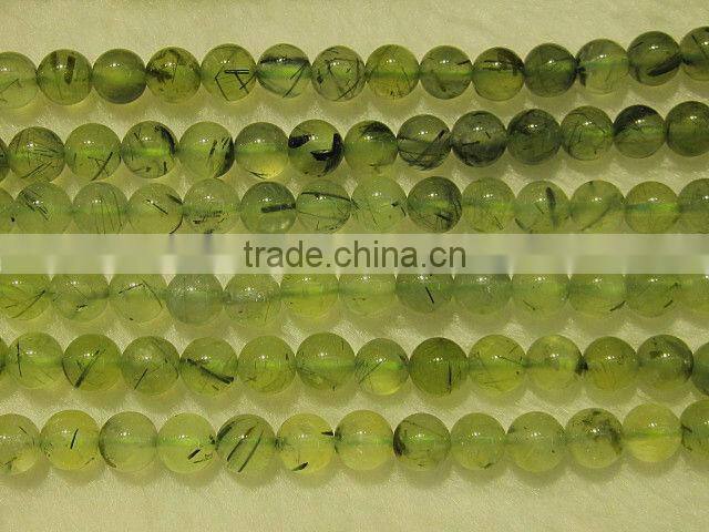 Wholesale polish Natural A grade prehnite round beads for jewelry