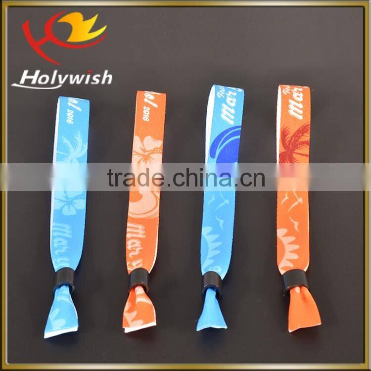 Wristbands with slide locks for festival or music concert