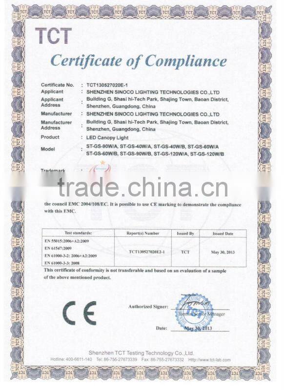 Sinoco CE RoHS PSE high lumen145lm/w ip65 100w gas station led price display