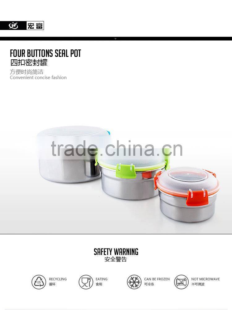 round shape stainless steel stackable food container to keep food fresh