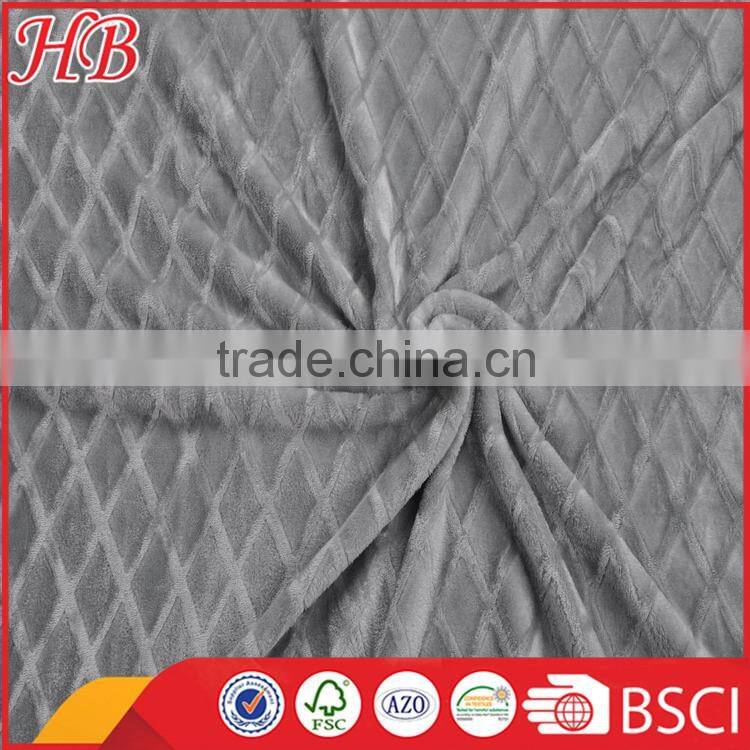 300gsm,gray diamond pattern super comfortable flannel fleece blanket