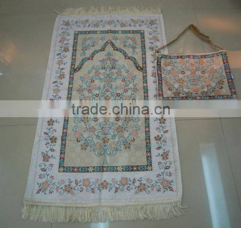 BT- 607adult muslim prayer mat and rugs with bag Haji gift