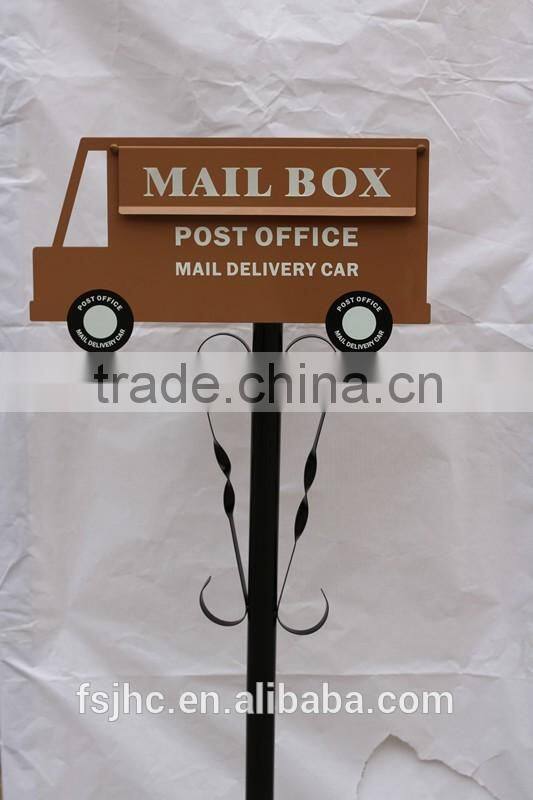 Foshan JHC-1035D Wall Mounted-Post Mounted Dual Use Metal Mailbox/Decorative Letterbox/Car Style Outdoor Postbox For Garden