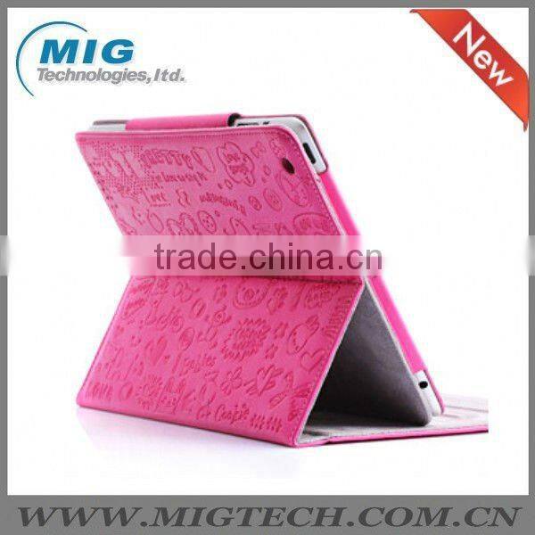 Little gril magnetic leather case for apple ipad3 4 5, for ipad case with stand