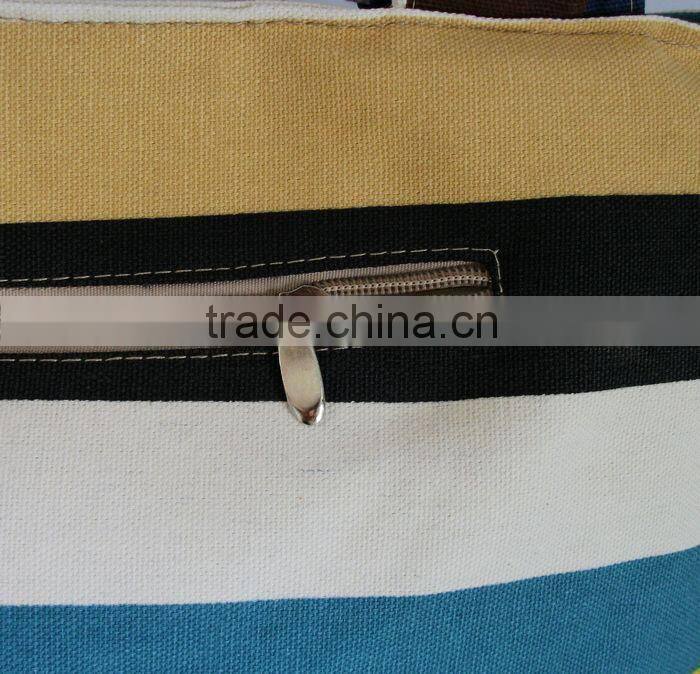 2014 latest design canvas lady bag striped handbags