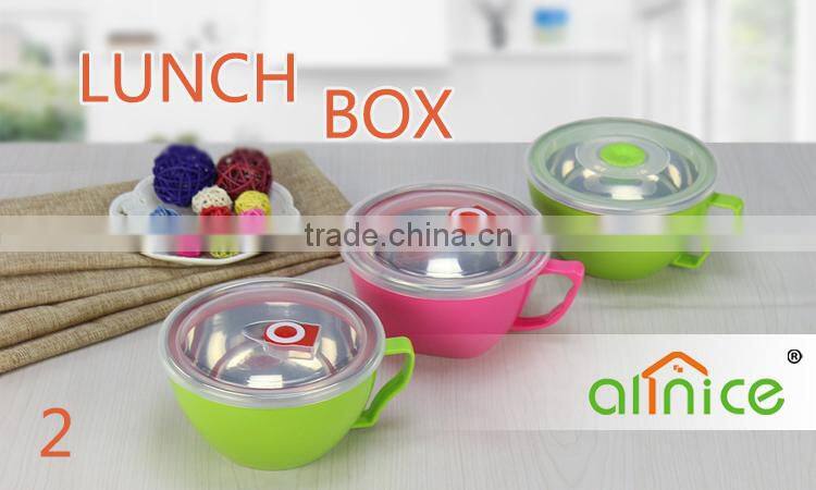 Chaoan Caitang 5.2"/ 6.0"/ 7.2"Perfect for prepping PP outer/SS inner Plasti container lunch bowl with handle air tight lids
