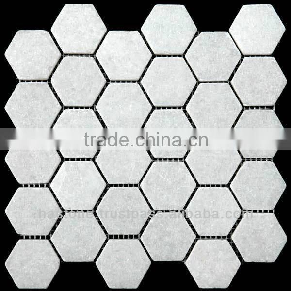 GREY YELLOW HEXAGIONAL MARBLE MOSAIC 2''