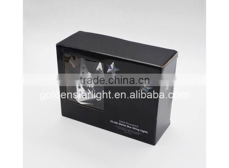 2016 New hot 10 led solar metal star string decoration light