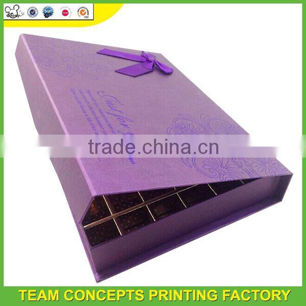 Luxury unique printing folding gift box with ribbon
