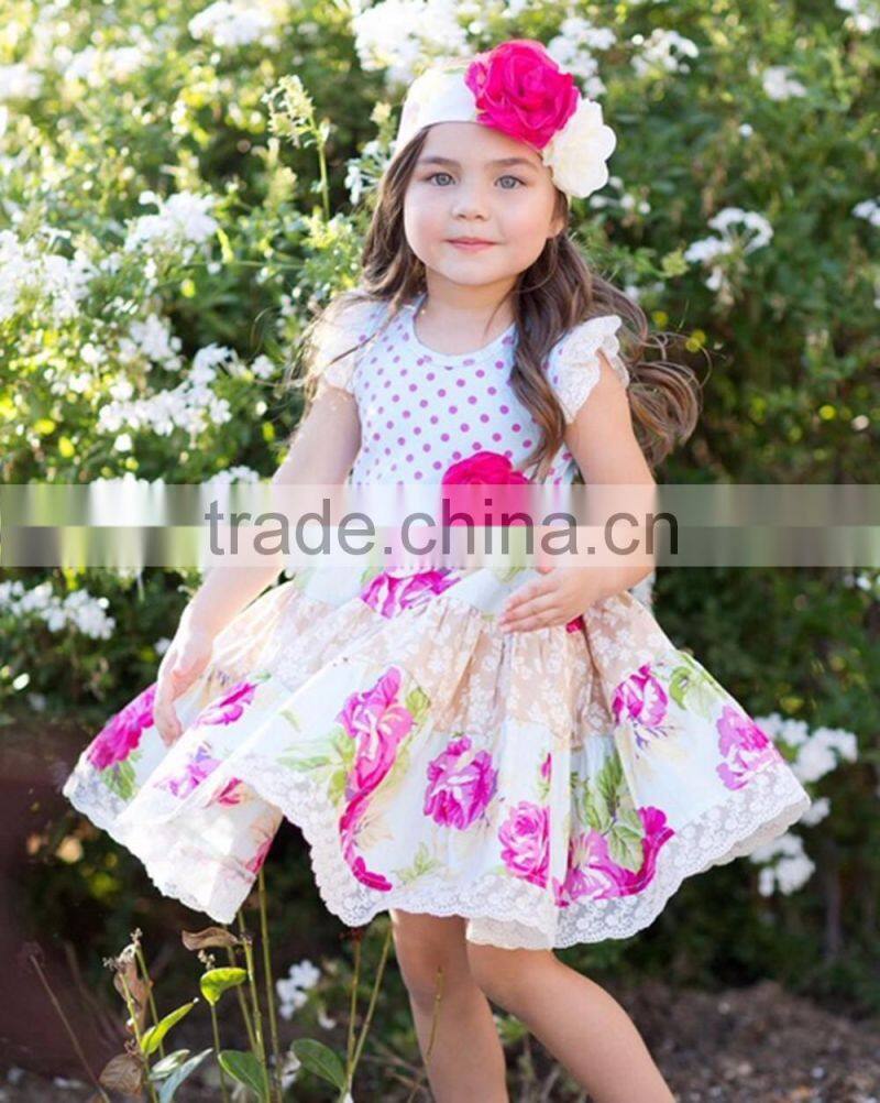 2016 hot sale fall winter floral print matching black leggings little girls boutique outfit