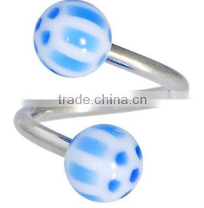 Blue SOCCER BALL Spiral Twister Belly Ring&body jewelry navel ring&SBR rings