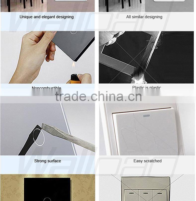Hot Sales Wallpad Luxury White LED Indicator Waterproof Crystal Glass 110~250V German EU Standard Wall Socket Switch