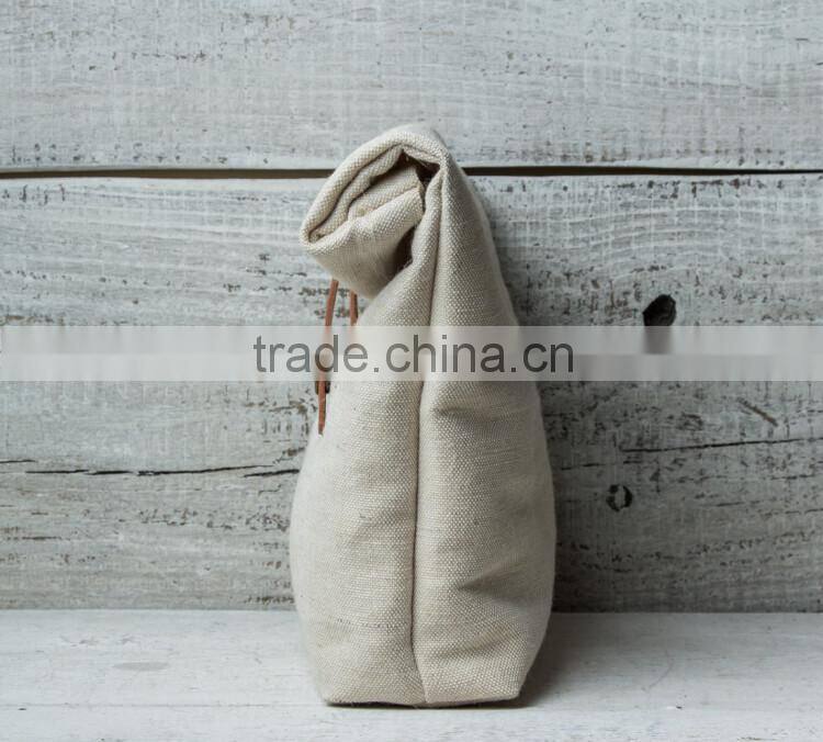 Personalized waxed canvas lunch bag with leather trim