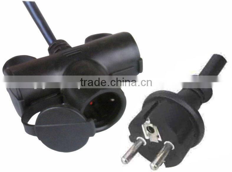 Europe IP44 3 way outlet sockets with shutters