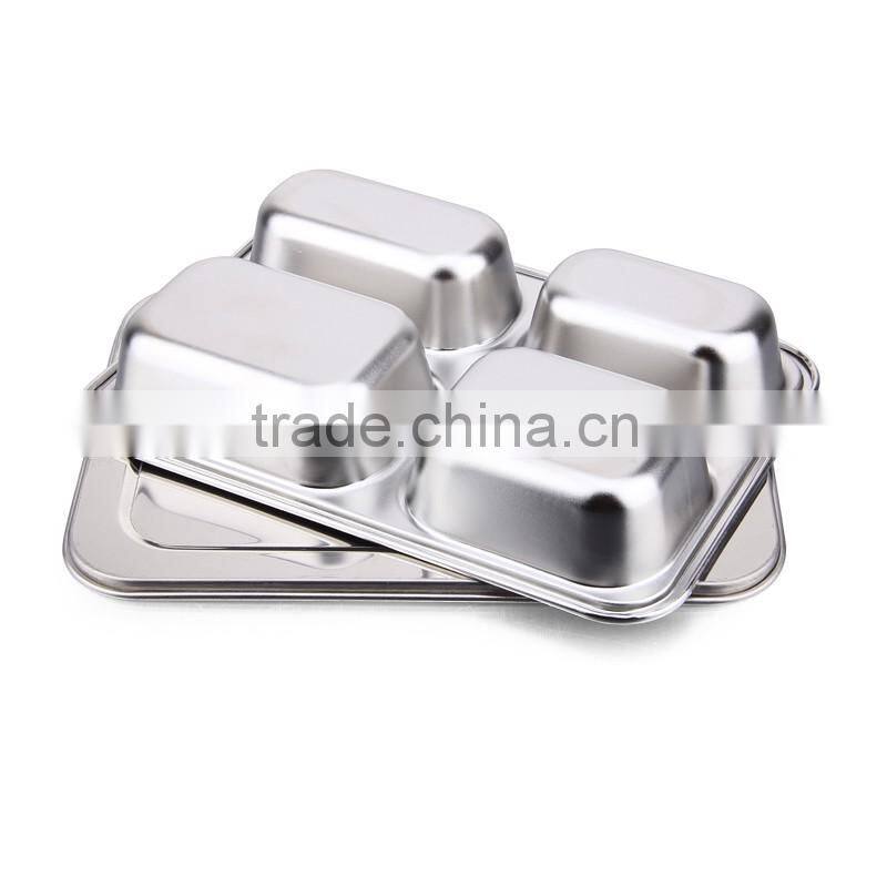 4 compartment stainless steel fast food tray & snack tray/plate