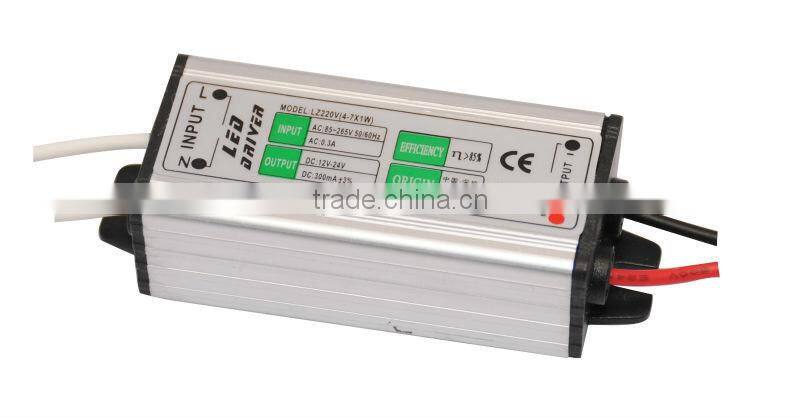 7w led driver constant current waterproof 300mA 4-7x1w