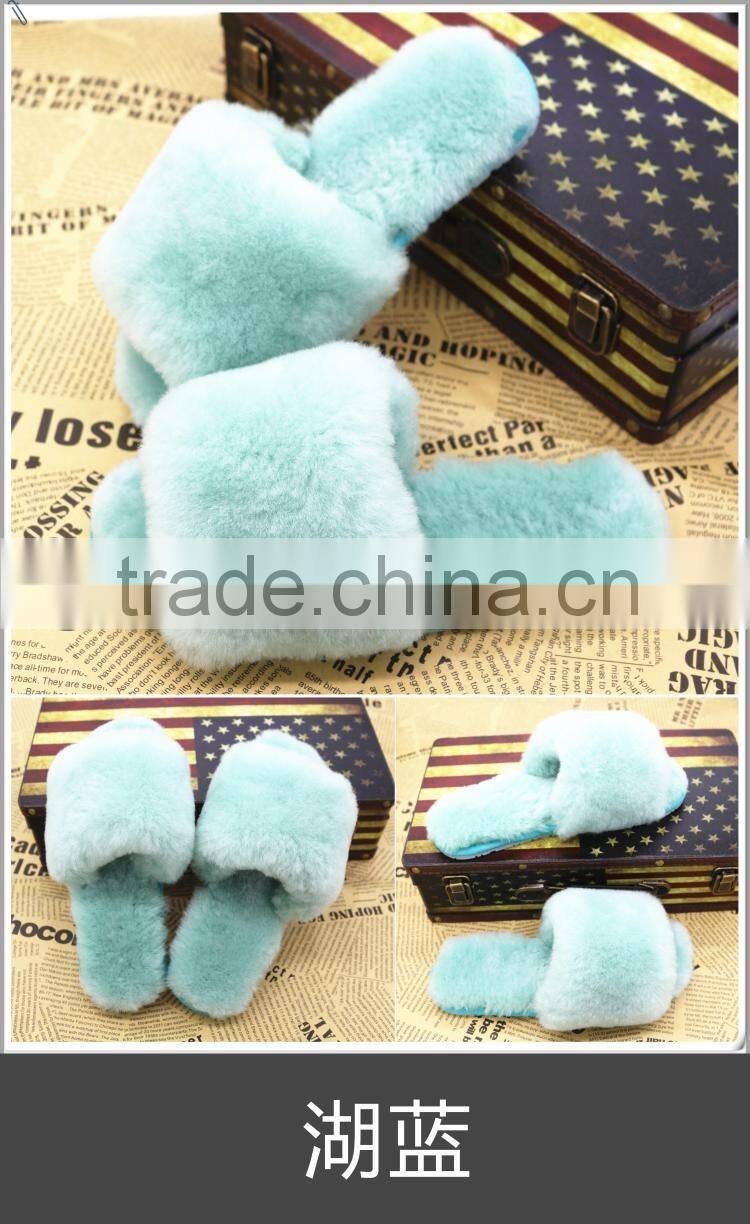 Wholesale Fashion Genuine rex rabbit Fur Slap on Real Fur Trim Shoes