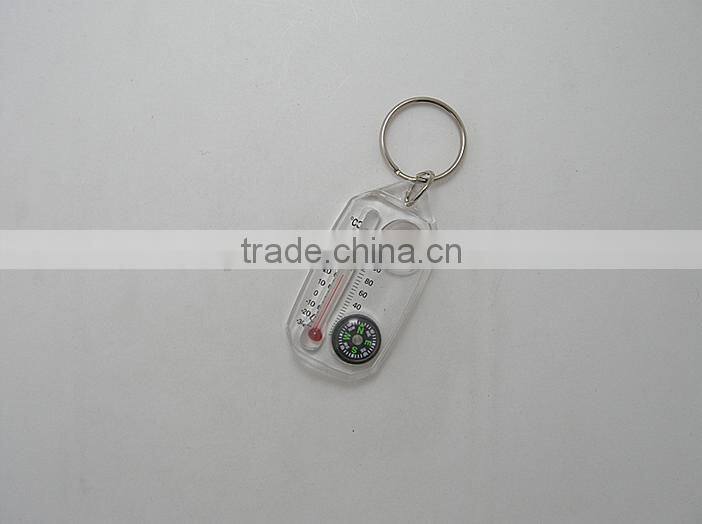 High quality Plastic keychain compass with thermometer