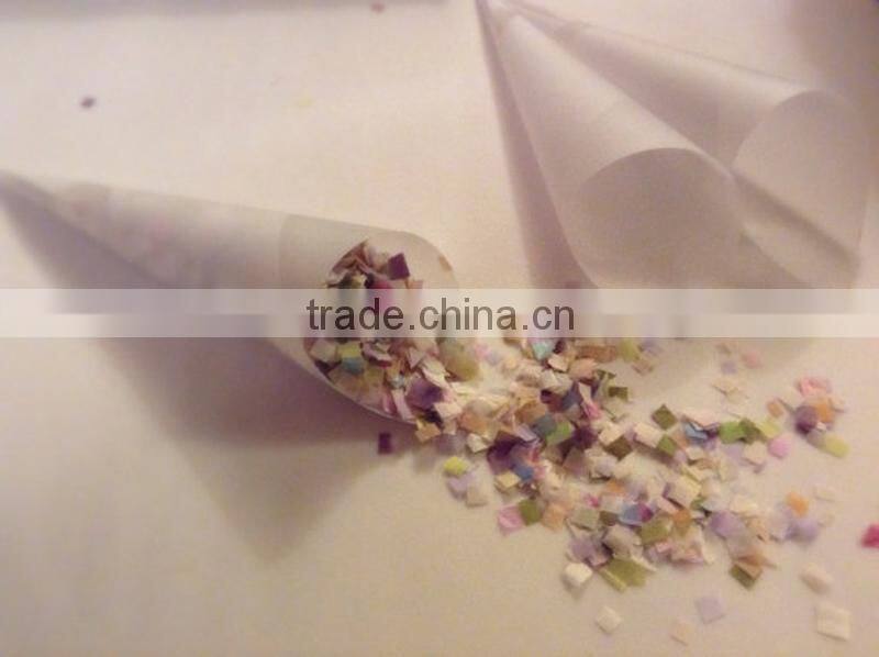 Purple tissue paper heart confetti for table decoration