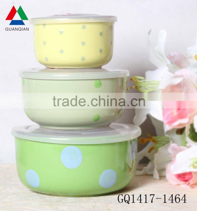 3 items stoneware soup bowls wholesale with silicone lids