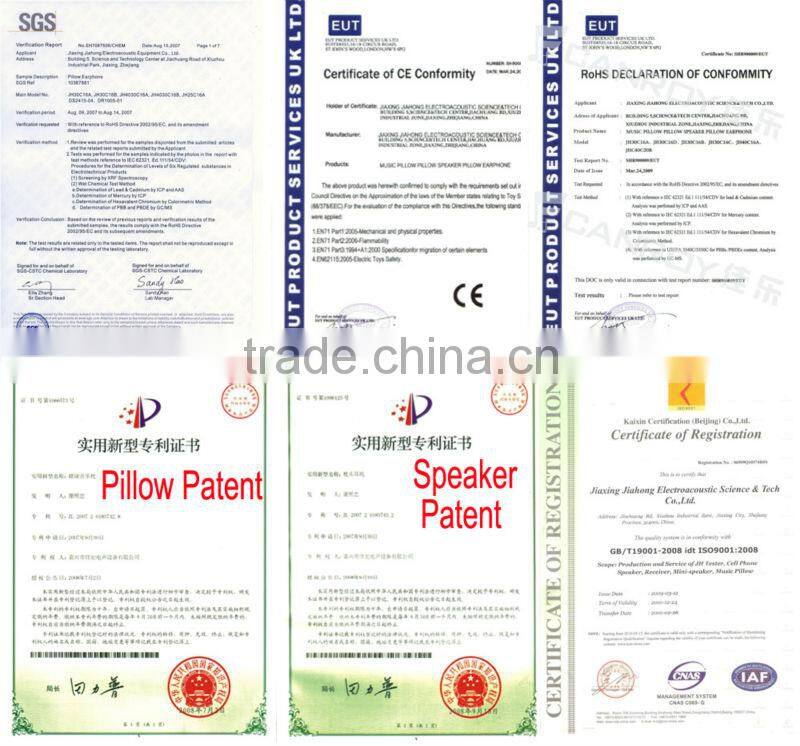 CE SGS ROHS!sound speaker Silk sounding pillow/speaker pillow for iphone & ipad