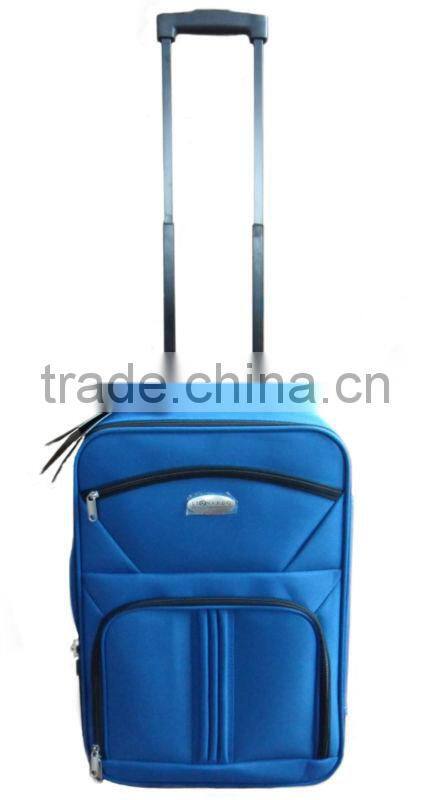 2014 china factory cheap good quality 600D polyester EVA upright wheeled 20'' cabin size carry on travel luggage with trolley