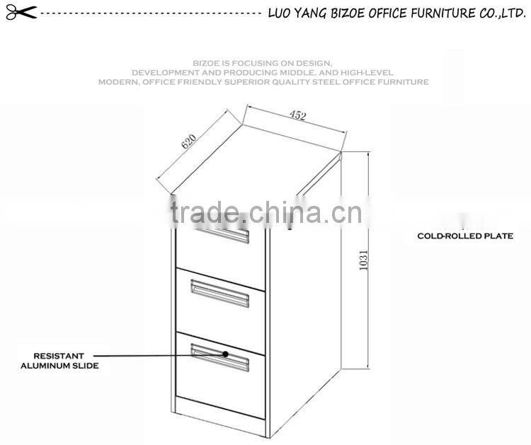 Bizoe superior in quality 3 drawers steel unique file cabinet
