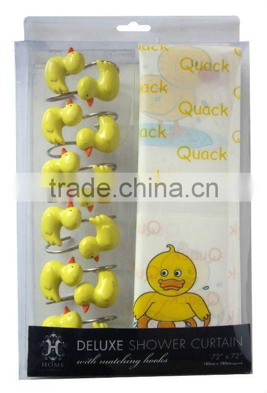 1pcs duck pattern design peva shower curtain