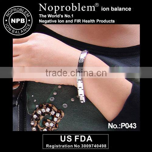 Noproblem P043 FDA stainless steel magnetic tourmaline germanium power bracelet