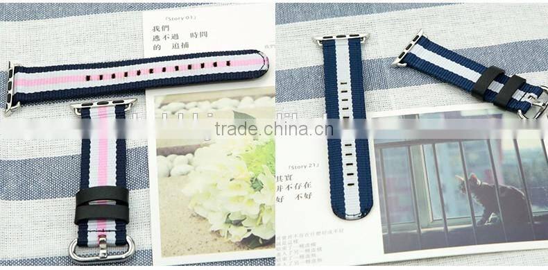 Burberry Fabric Multicolour Woven Nylon Watch Strap For iWatch 38 42 adjustable watch strap with Free adapter For Apple watch