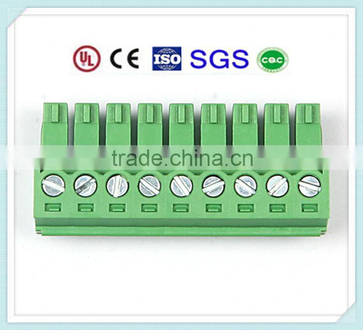 High Quality Brass Pin Green Plastic Plug-in 3.81mm 3.5mm PCB Terminal Block XS2ESDA with UL, CE, ISO, SGS,CQC Approved