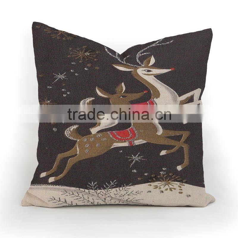 Best-selling deer printed custom plain linen cotton pillow cover
