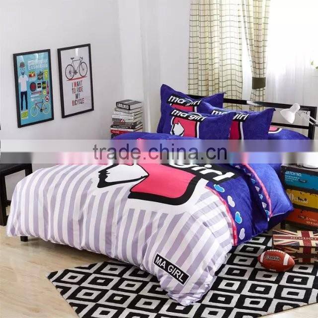 hot selling nice quality bed set blue color bedding set