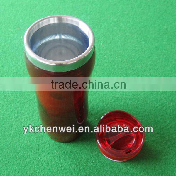 plastic travel coffee thermal mug with lid no handle