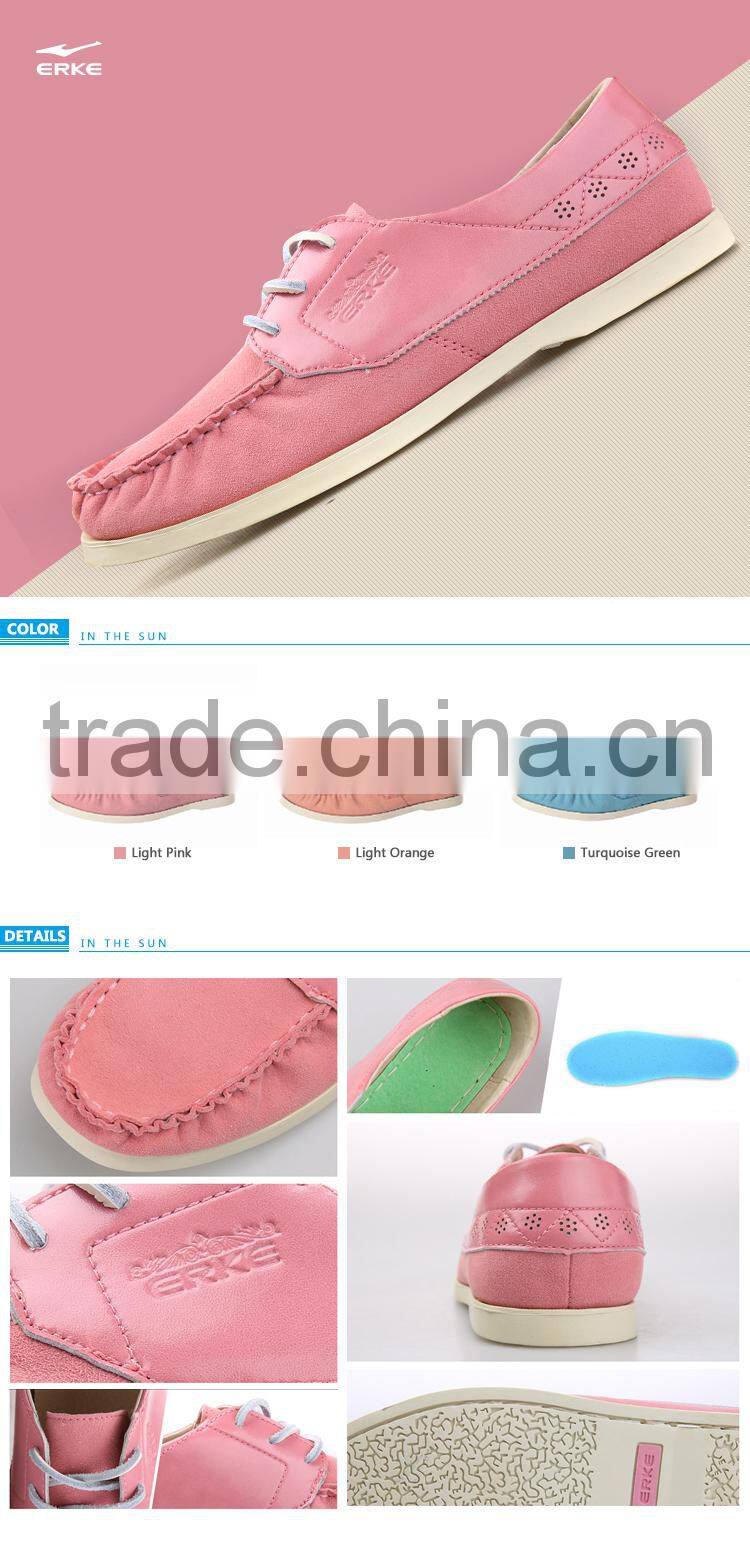 ERKE 2015 new style womens fashion casual shoes flat sole casual shoes for lady boat shoes girls driving shoes wholesale/OEM