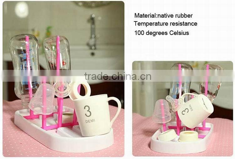 Custom bottle drying rack native rubber baby feeding bottle holder