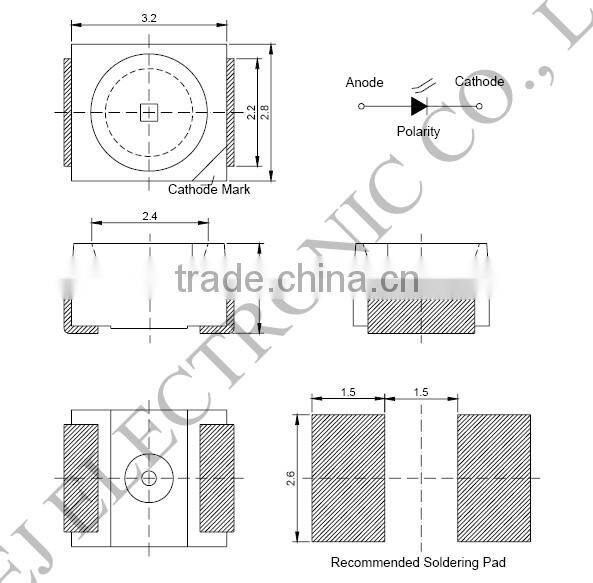 High brightness 6-9LM white 3528 SMD LED