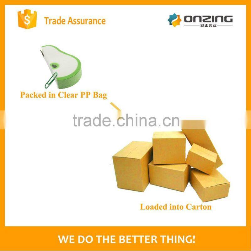 Onzing good quality 3d red apple shaped fruit sticky notes for promotional gift