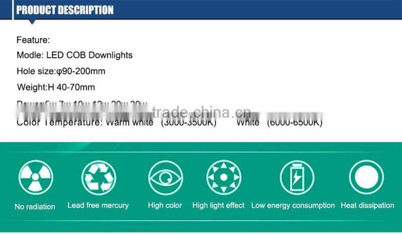 6500k cool white color COB led recessed adjustable downlight