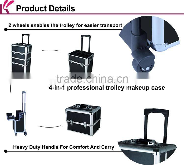 Custom Logo Personalized Lockable Aluminum Frame ABS Lighting Makeup Case With Stand