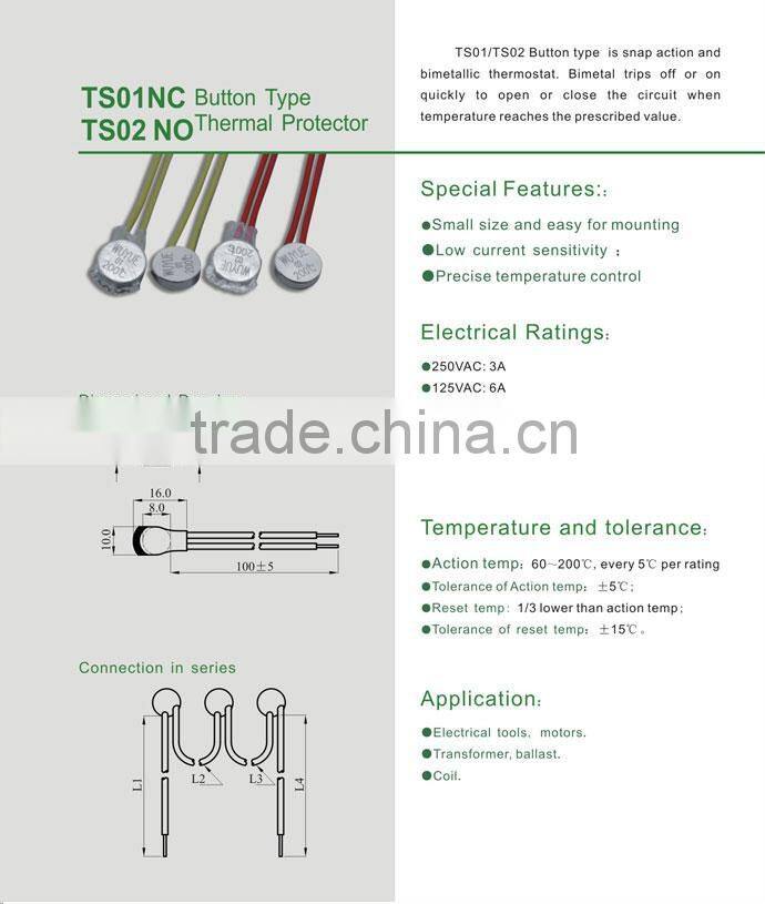 Button type S01 TS01 bimetal thermostat