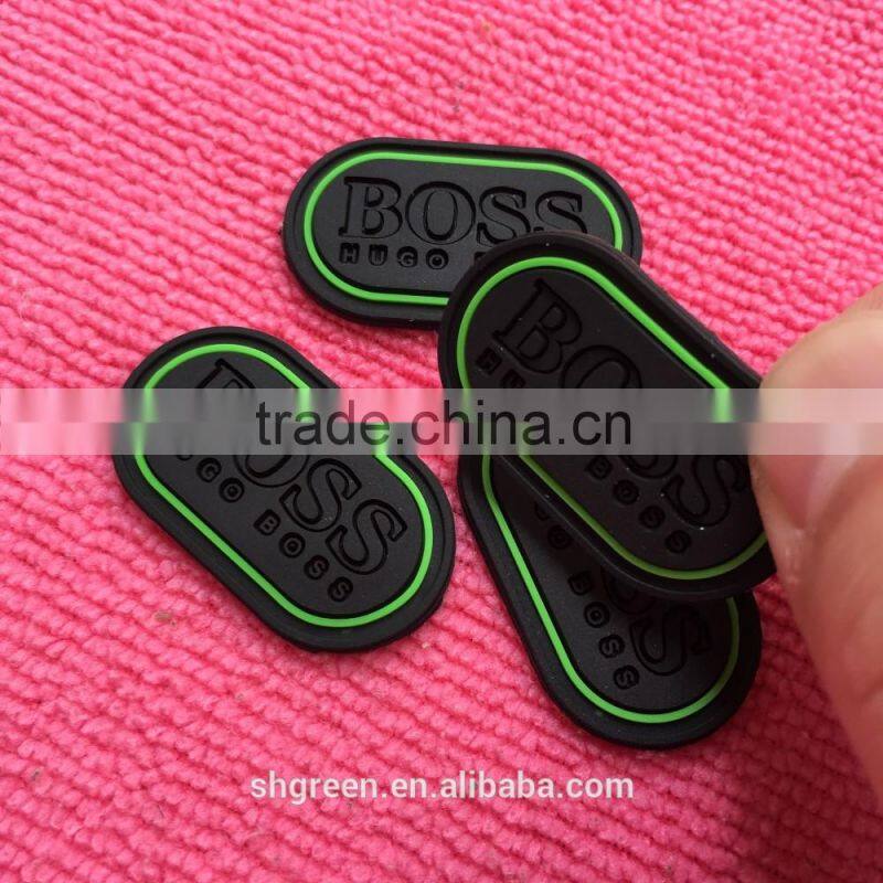 Eco-friendly silicone logo rubber patch with sewing holes for boots