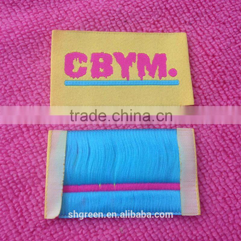 mitre fold weaving clothing label,woven neck tag