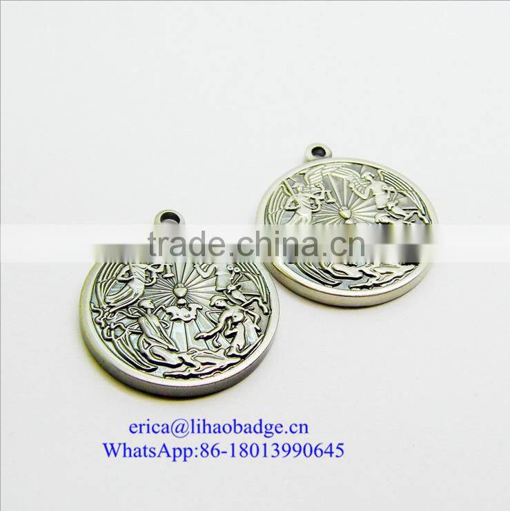 high quality customize metal coin/antique silver/antique bronze coin with eagle logo in any size