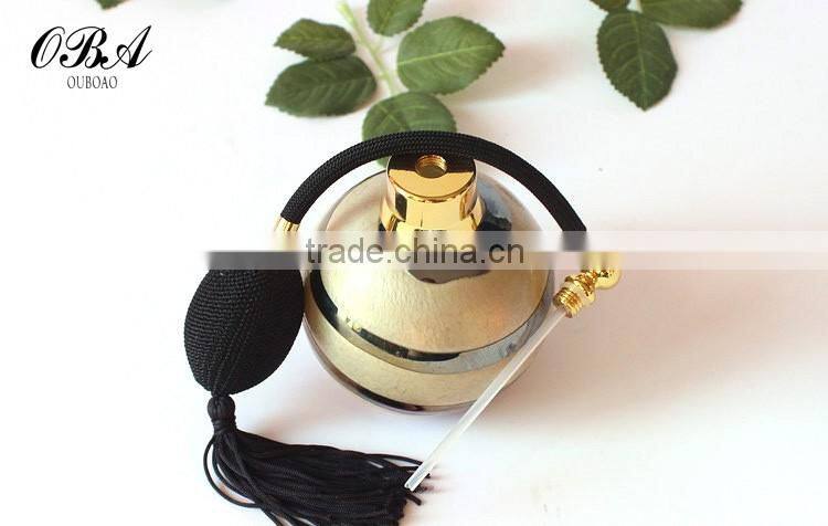 Handmade luxury european style creative air bag golden glass perfume bottle,Round empty gasbag spray glass bottle 100ml