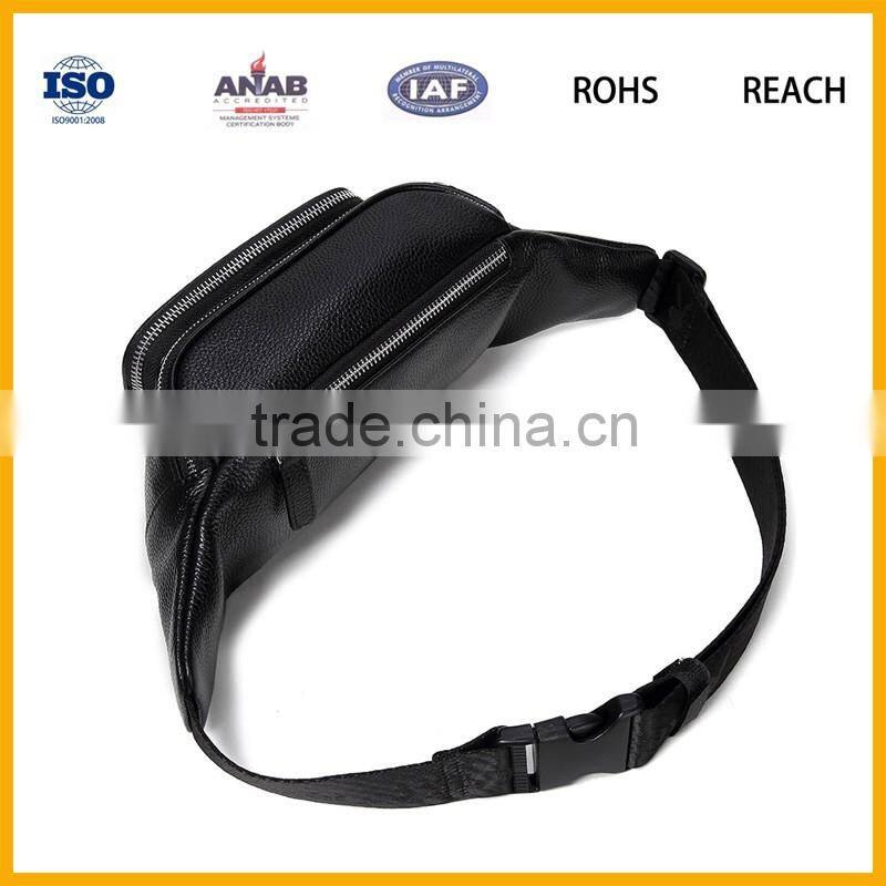 Elegant Design Favorable Price Black PU Material Unisex Cycling Waist Bag with Small Pocket